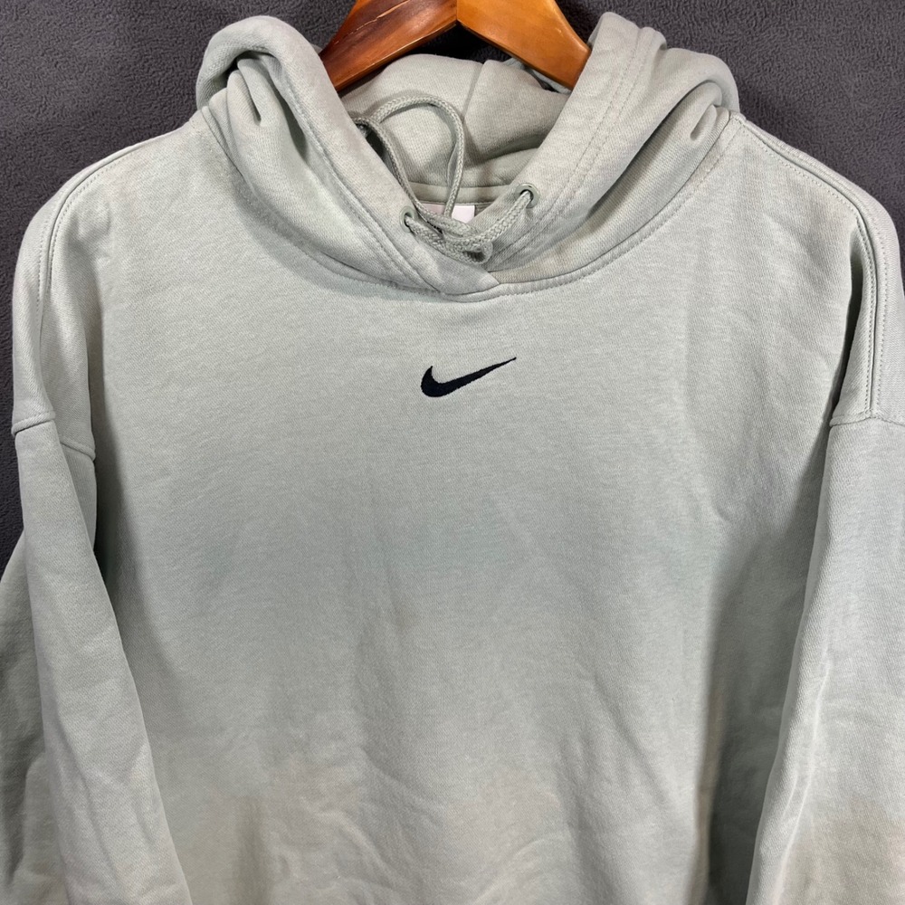 Nike Center Swoosh Hoodie Mens Medium Green Fleece Pullover Oversized